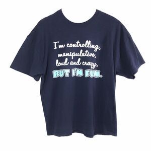 Womens 2X T Shirt Controlling Loud Crazy But‎ I'm Fun  Navy Blue Jerzees Tee